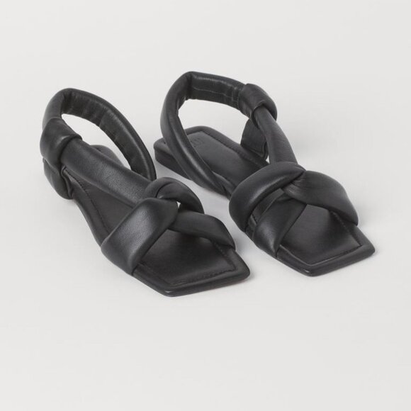 New H&M Genuine Leather Sandals in Black -‎ Size US 4.5 - Picture 1 of 10